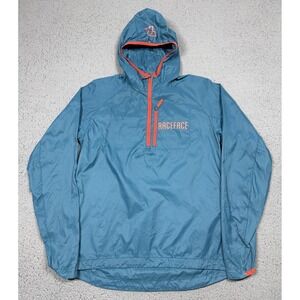 RaceFace Wind Jacket Mens Medium Blue Hooded Nylon‎ Cycling 1/4 Zip MTB Bike